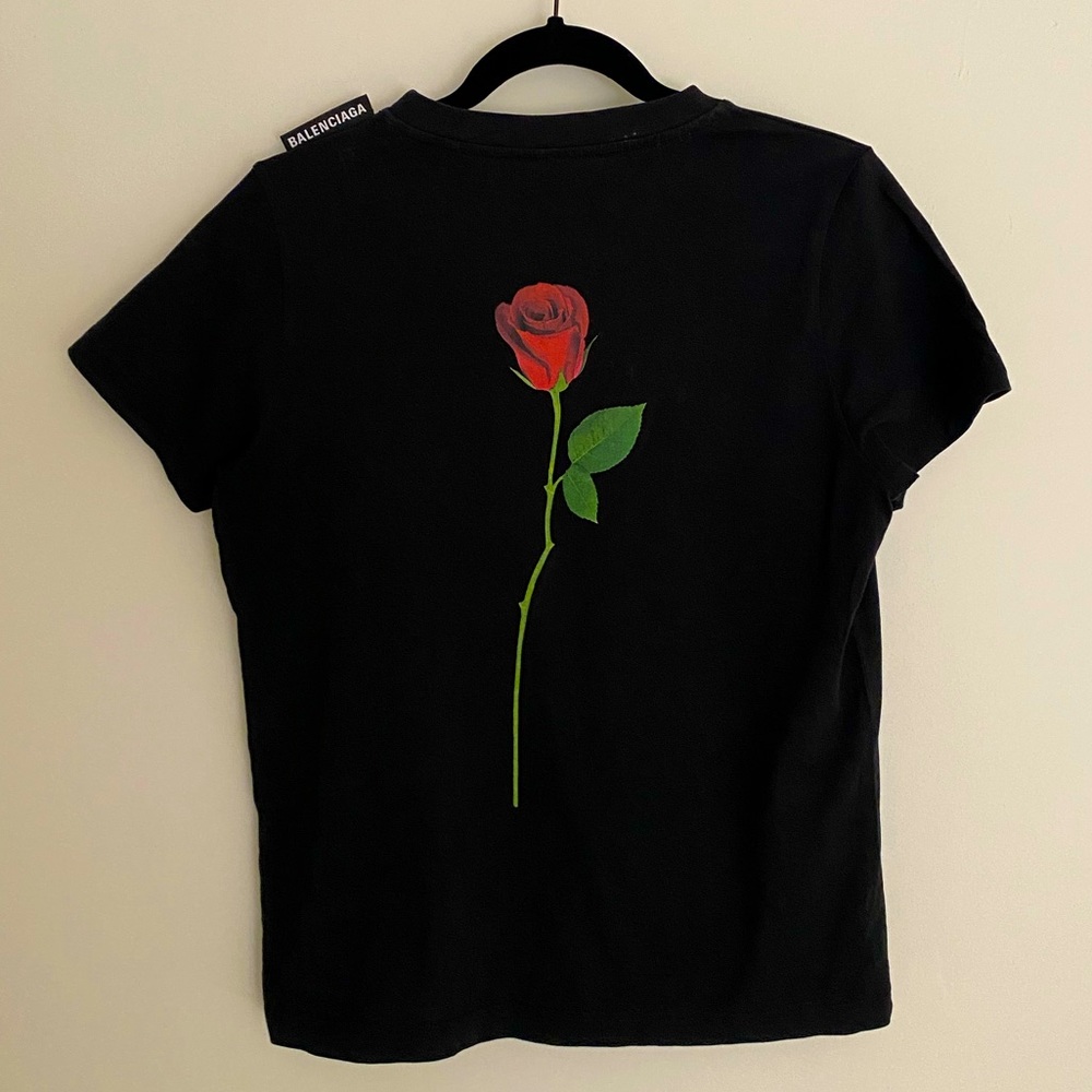 Balenciaga rose print fitted T-shirt authentic